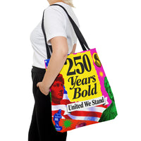 250 Years Bold Tote Bag — "United We Stand" Patriotic Anniversary Tote