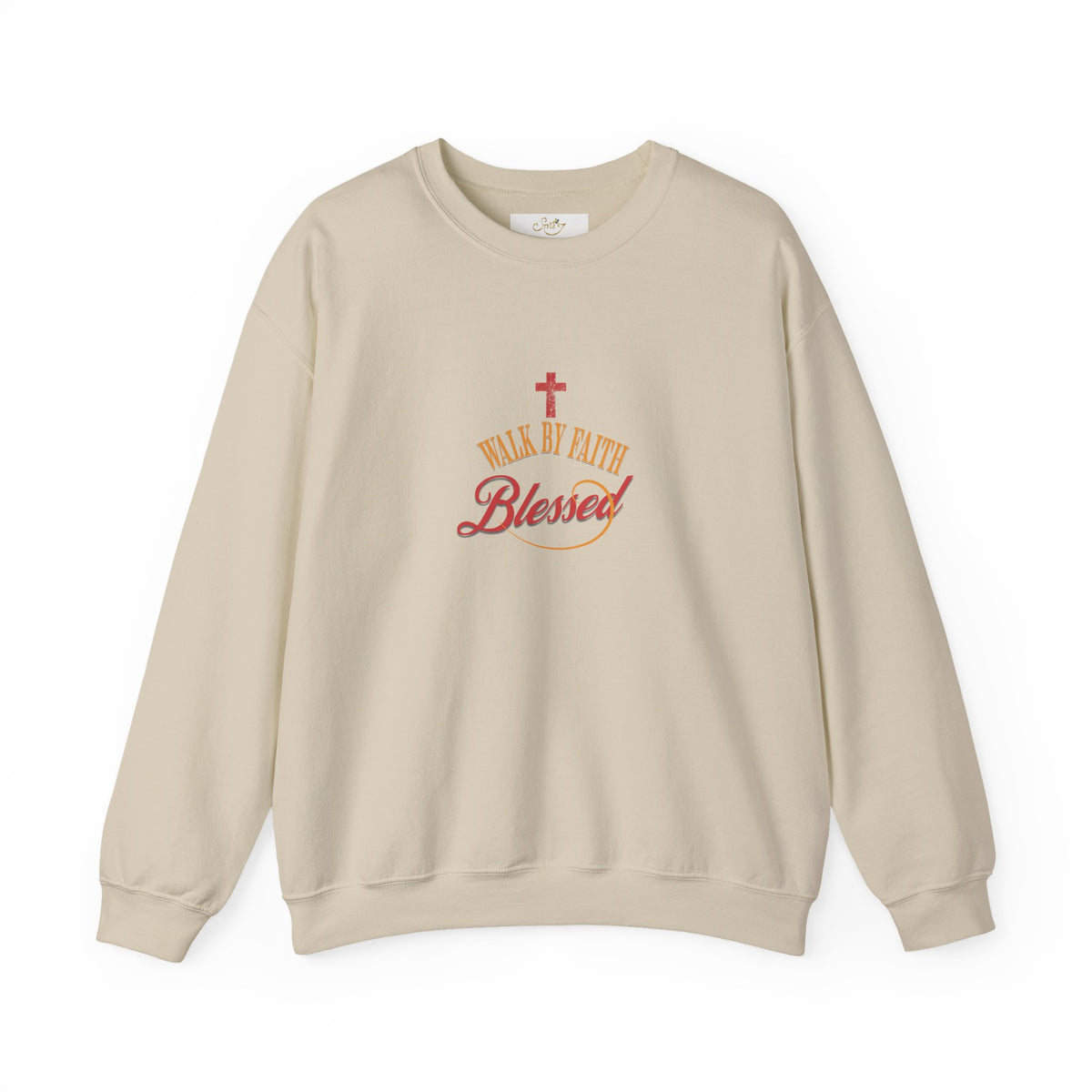 Unisex Christian Crewneck Sweatshirt — "Blessed" Faith Cross Graphic