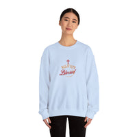 Unisex Christian Crewneck Sweatshirt — "Blessed" Faith Cross Graphic