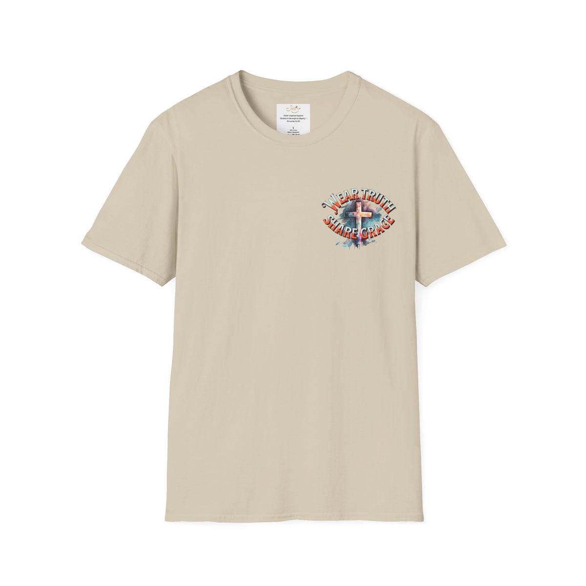 Christian Cross T‑Shirt — "Wear Truth Share Grace" Front & "Blessed" Back