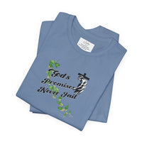 Faith T-Shirt — "God's Promises Never Fail" Christian Tee with Cross & Olive Branch Design