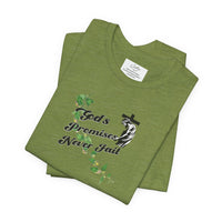 Faith T-Shirt — "God's Promises Never Fail" Christian Tee with Cross & Olive Branch Design