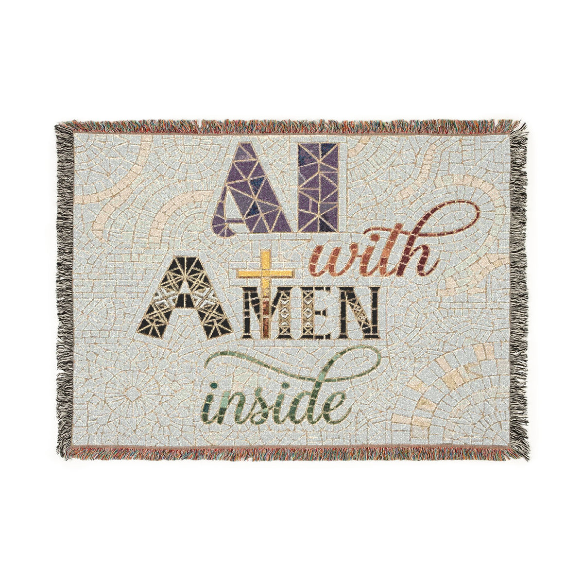 AI with Amen Inside Woven Blanket — Cozy Tech-Inspired Throw for Home & Faith Gifts