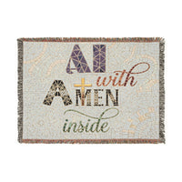 AI with Amen Inside Woven Blanket — Cozy Tech-Inspired Throw for Home & Faith Gifts