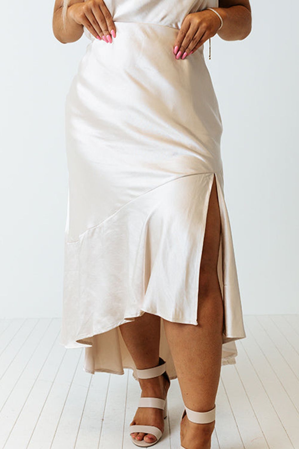 Plus Size Slit Ruffled Skirt