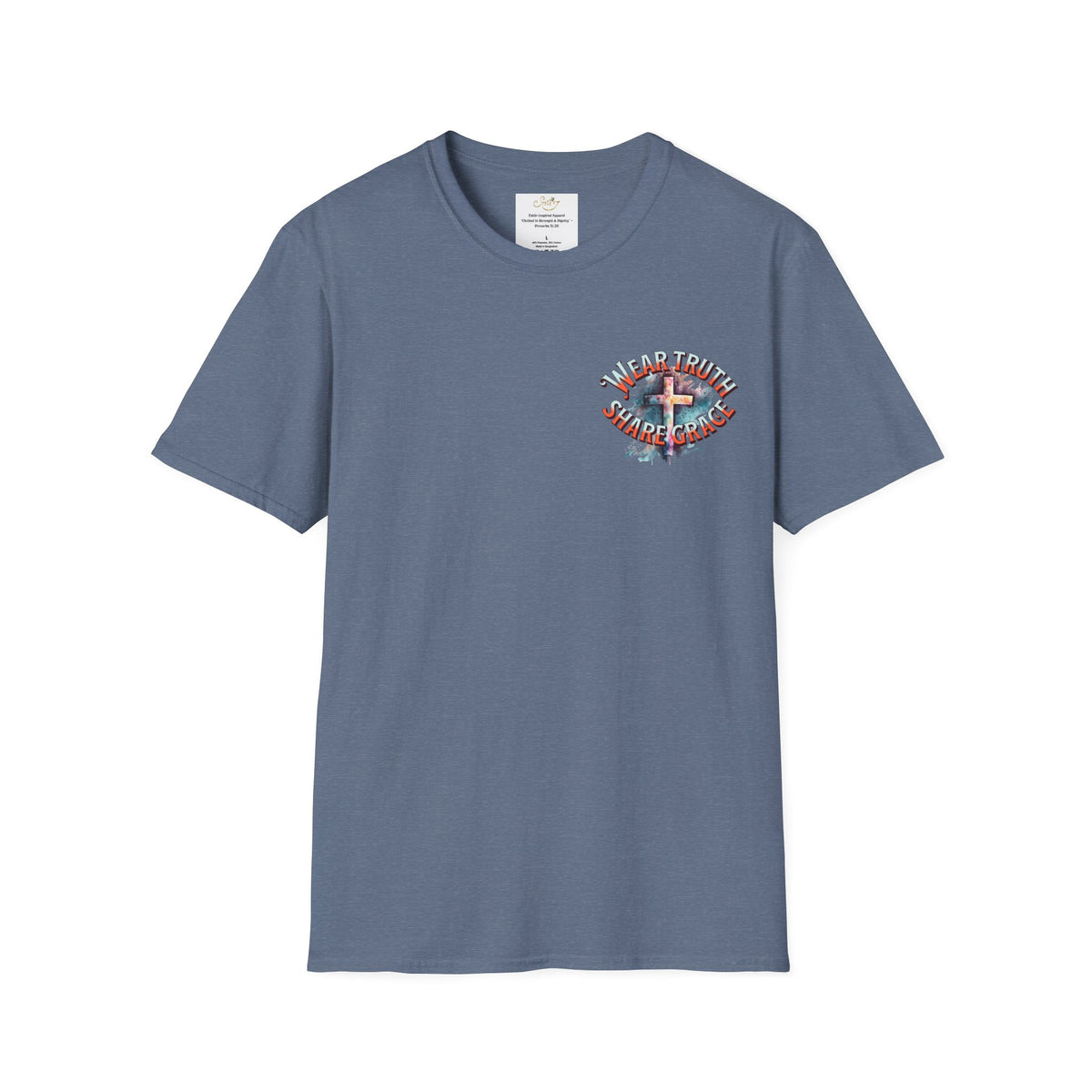 Christian Cross T‑Shirt — "Wear Truth Share Grace" Front & "Blessed" Back