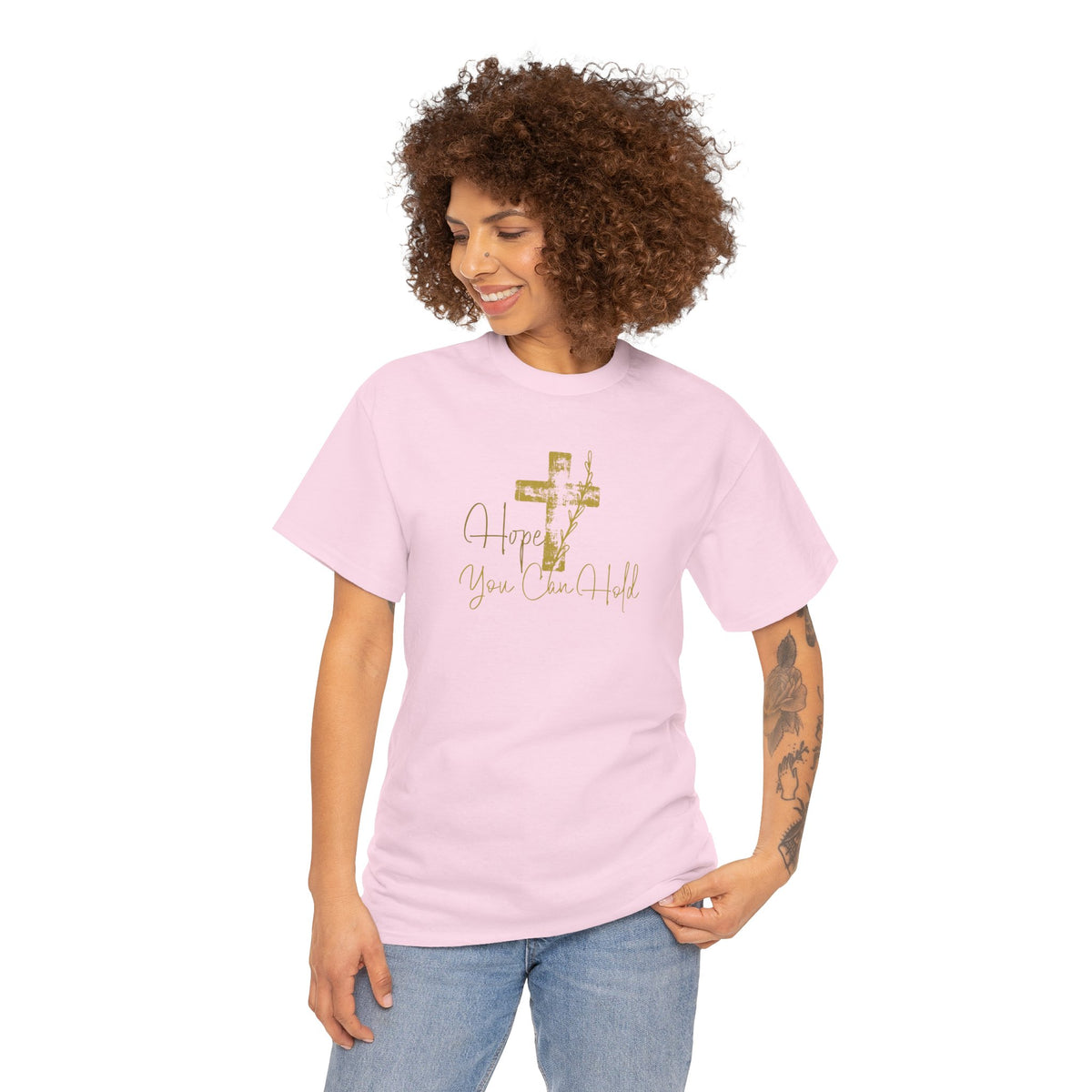 Christian T-Shirt - 'Hope You Can Hold' Gold Cross Tee