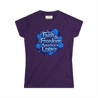 Patriotic Floral Tee — "Faith, Freedom, American Legacy" Women's T‑Shirt