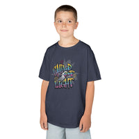 Kids 'Child of Light' Graphic Tee — Colorful Hand-Lettered 'Cherished' Back Design