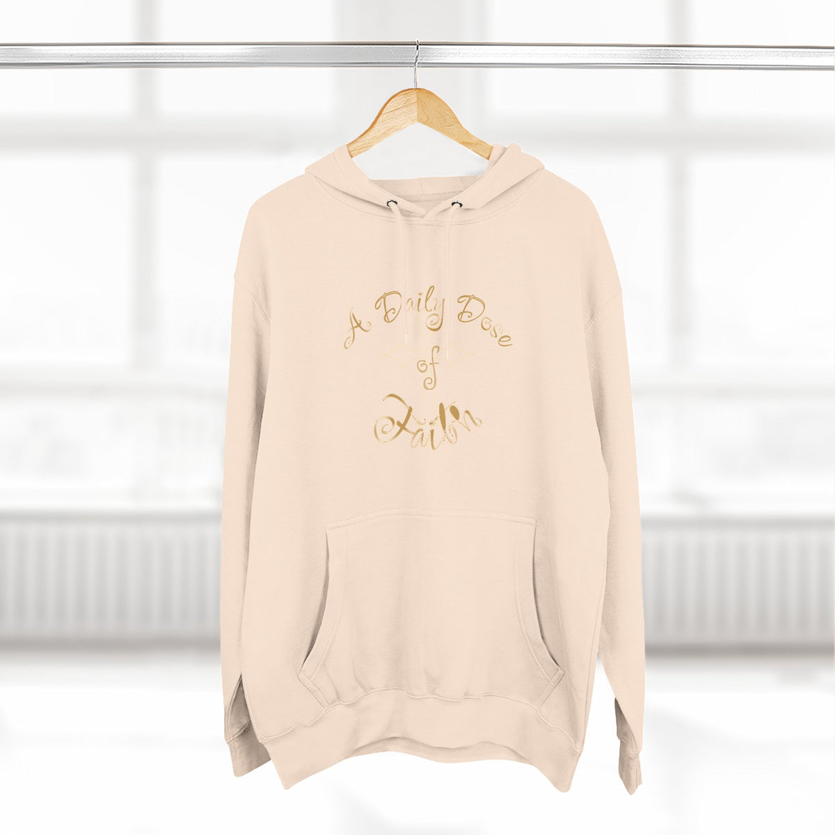 Faith Script Hoodie — "A Daily Dose of Faith" Gold Script Fleece Hoodie