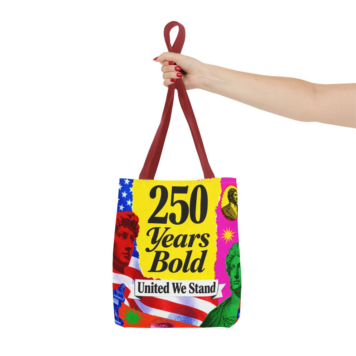 250 Years Bold Tote Bag — "United We Stand" Patriotic Anniversary Tote