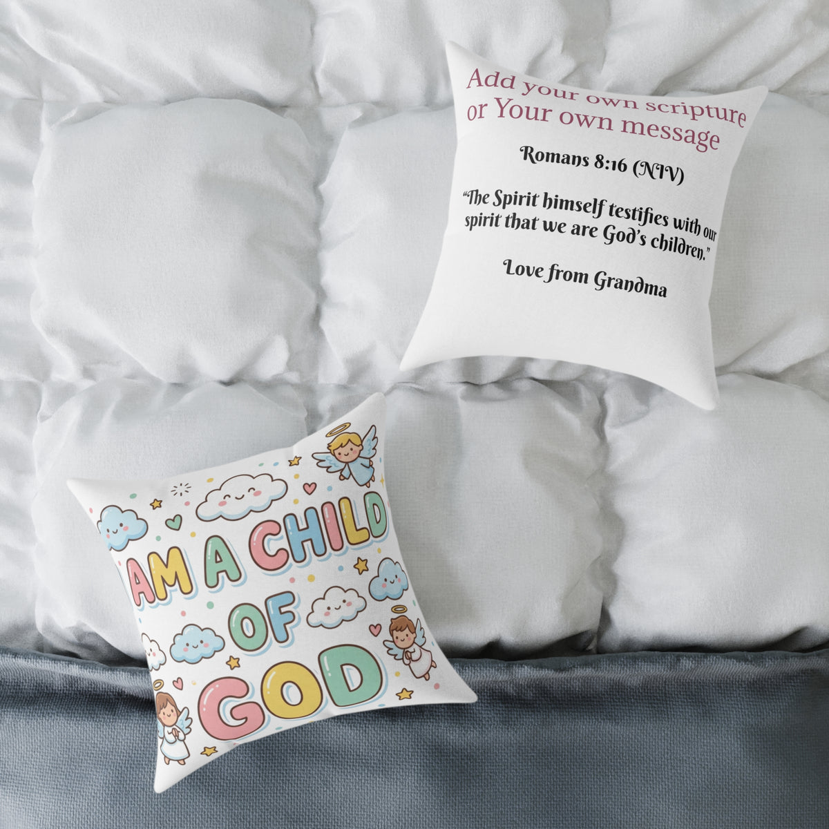 I Am a Child of God Pillow Light Color — Personalized Kids' Faith Decorative Throw Pillow