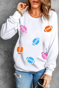 Football Round Neck Long Sleeve Sweatshirt