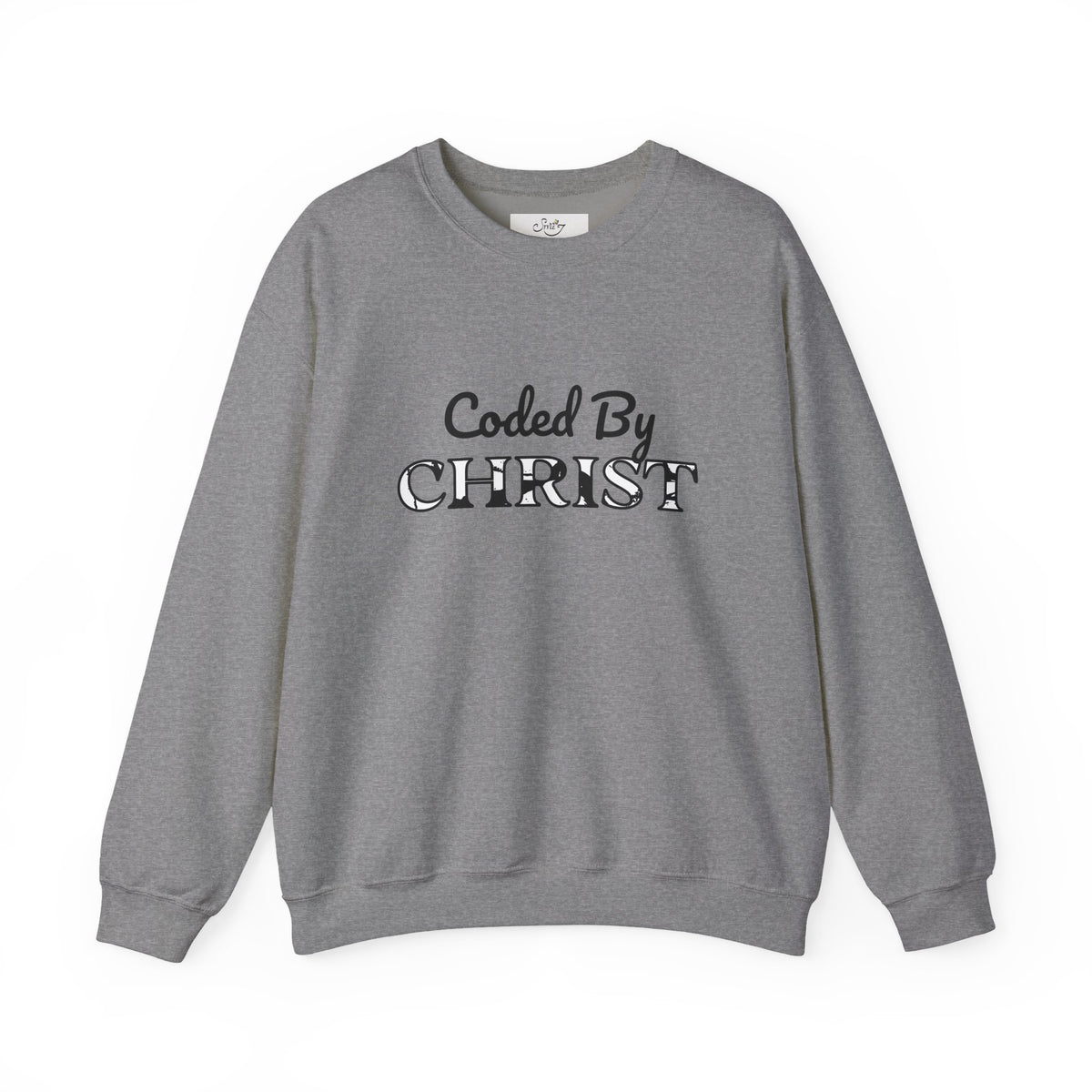 Crewneck Sweatshirt — "Coded By Christ" Inspirational Christian Graphic