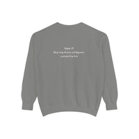 Faith Cross Sweatshirt — "Love is the Original Algorithm" Christian Crewneck