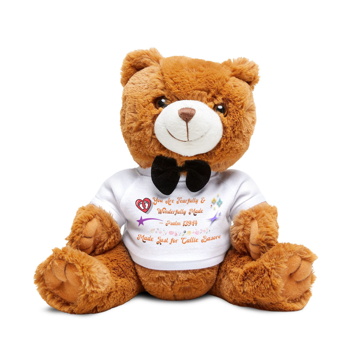 Personalized Plush Teddy Bear with T-Shirt - Custom Message Gift for Kids & Loved Ones