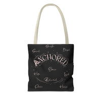 Anchored Inspirational Tote Bag — 'Anchored' Script Design