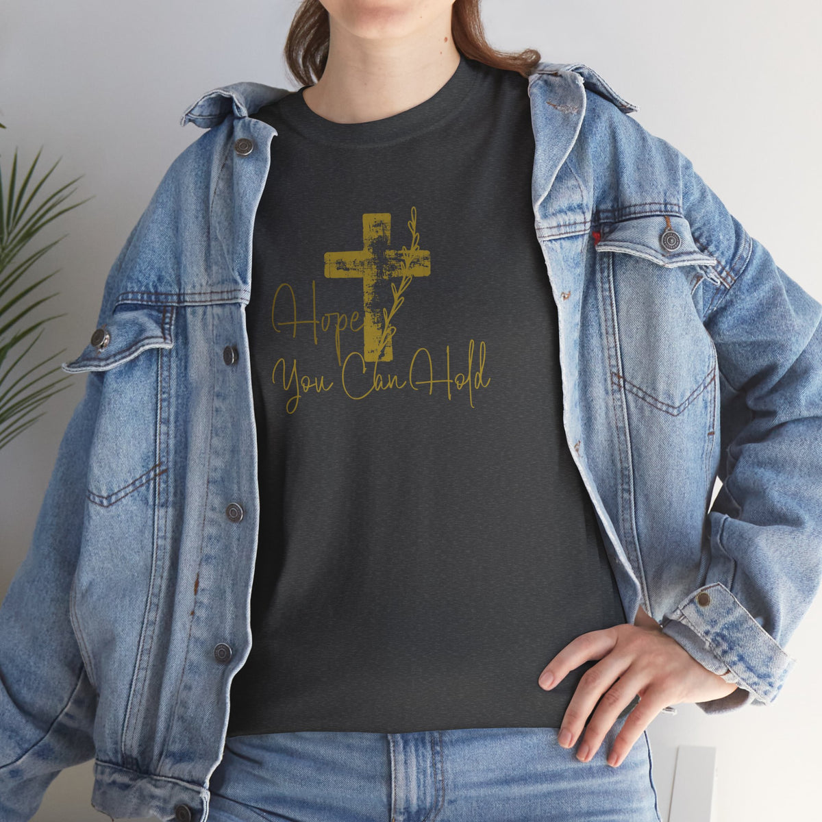 Christian T-Shirt - 'Hope You Can Hold' Gold Cross Tee