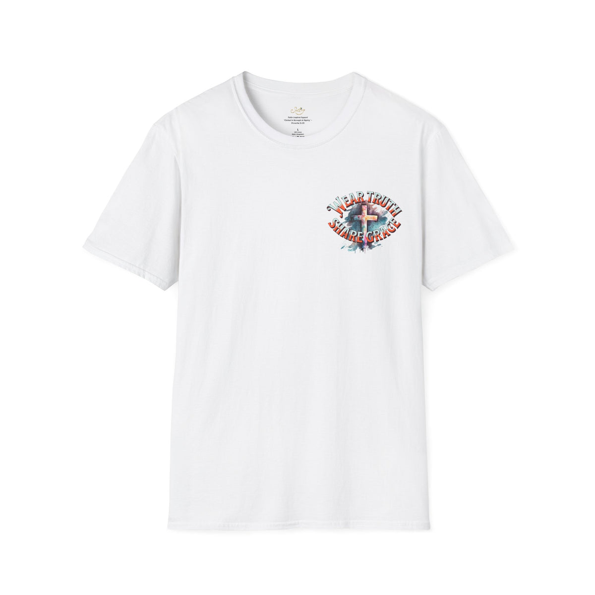 Christian Cross T‑Shirt — "Wear Truth Share Grace" Front & "Blessed" Back