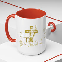 Christian Scripture Coffee Mug – Romans 15:13 Gold Calligraphy Accent Mug (11/15oz)