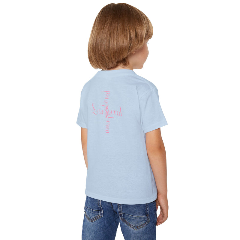 Toddler T‑Shirt — Cute Teddy Bear Cross Design with Pink Script