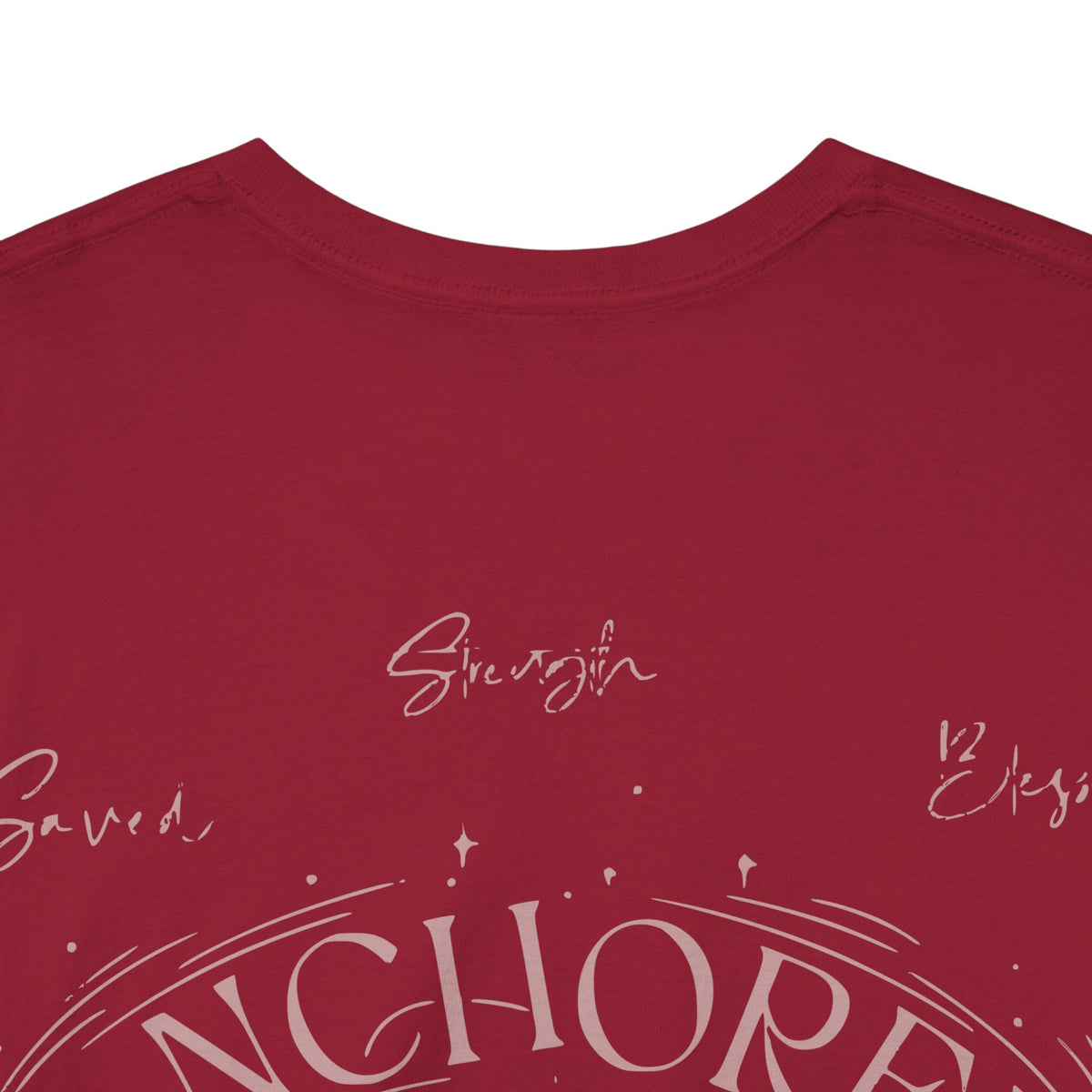 Anchored Faith T-Shirt — "Anchored" Calligraphy with Faith, Hope & Grace