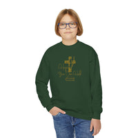Youth Crewneck Sweatshirt - Gold Glitter Cross “Hope You Can Hold” Christian Tee