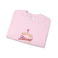 Unisex Christian Crewneck Sweatshirt — "Blessed" Faith Cross Graphic