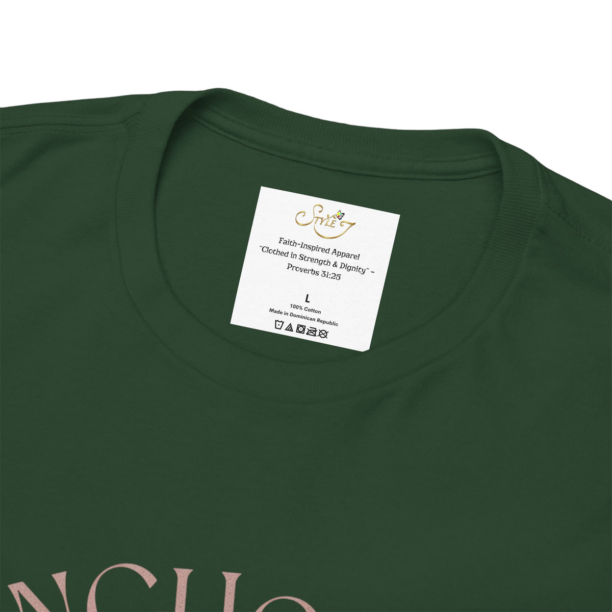 Anchored Faith T-Shirt — "Anchored" Calligraphy with Faith, Hope & Grace