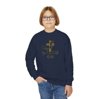 Youth Crewneck Sweatshirt - Gold Glitter Cross “Hope You Can Hold” Christian Tee