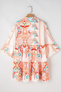 Printed Button Up Mini Dress