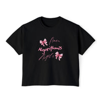 Amen, Algorithms, Angels, Pink Bow Graphic Boxy Tee