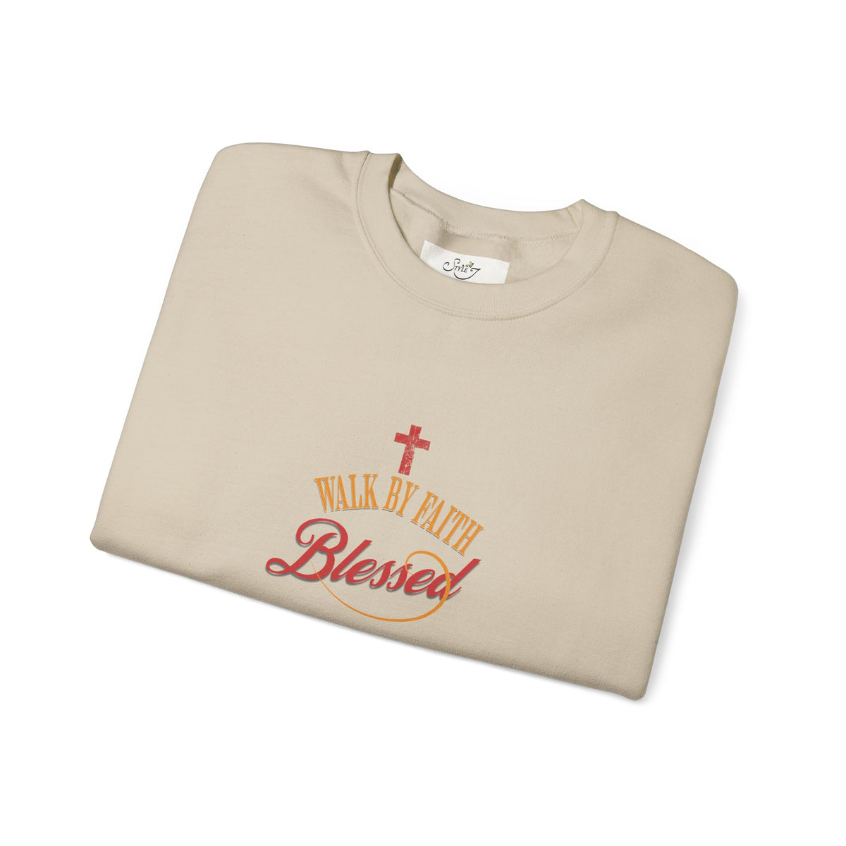 Unisex Christian Crewneck Sweatshirt — "Blessed" Faith Cross Graphic