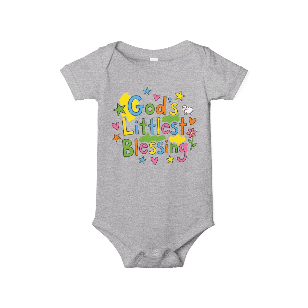 Infant Onesie — "God's Littlest Blessing" Colorful Graphic
