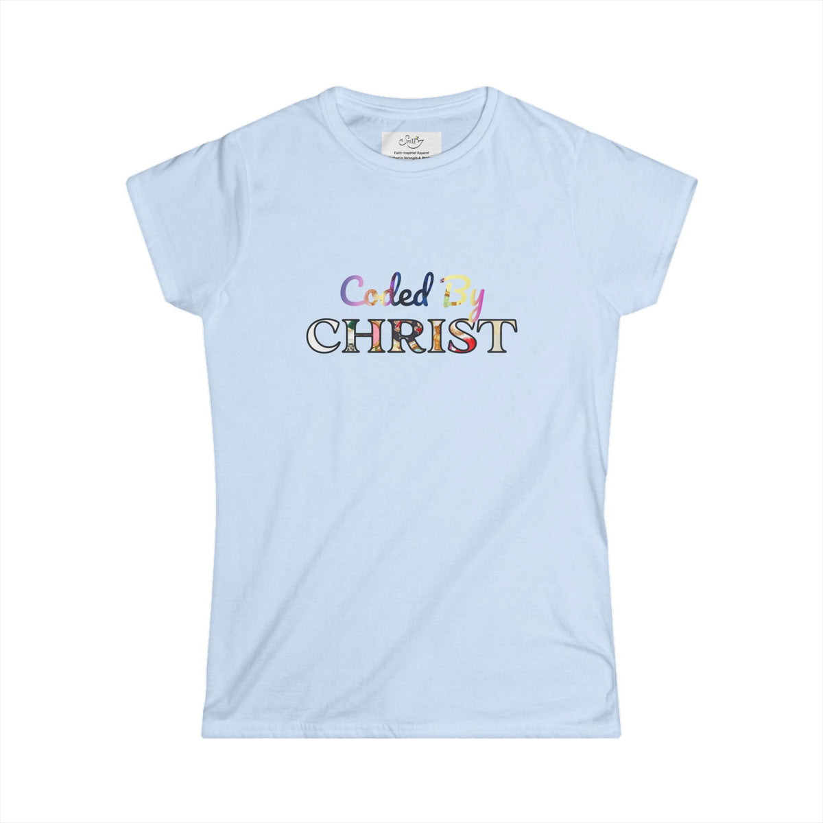 Coded By Christ Women’s Tee — Pastel Script Faith T‑Shirt