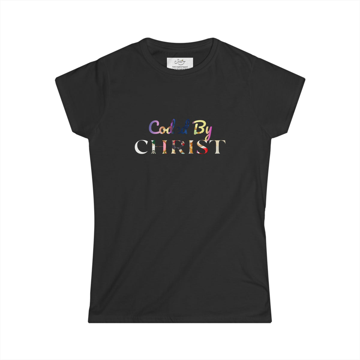 Coded By Christ Women’s Tee — Pastel Script Faith T‑Shirt