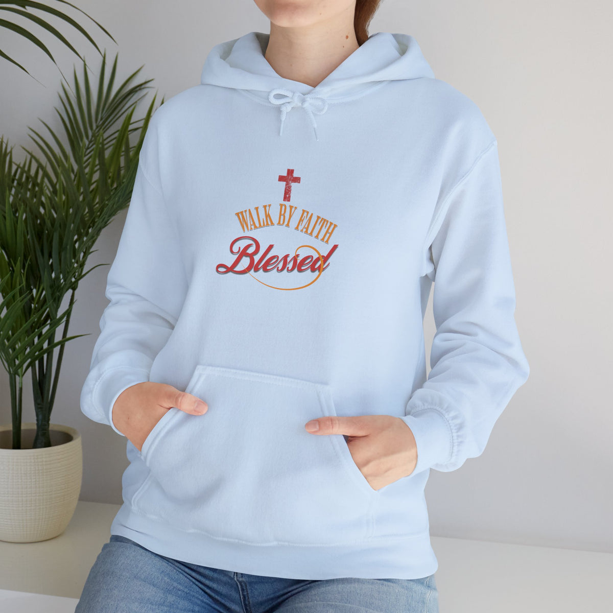 Unisex Blessed Faith Hoodie - 'Walk by Faith' Christian Pullover