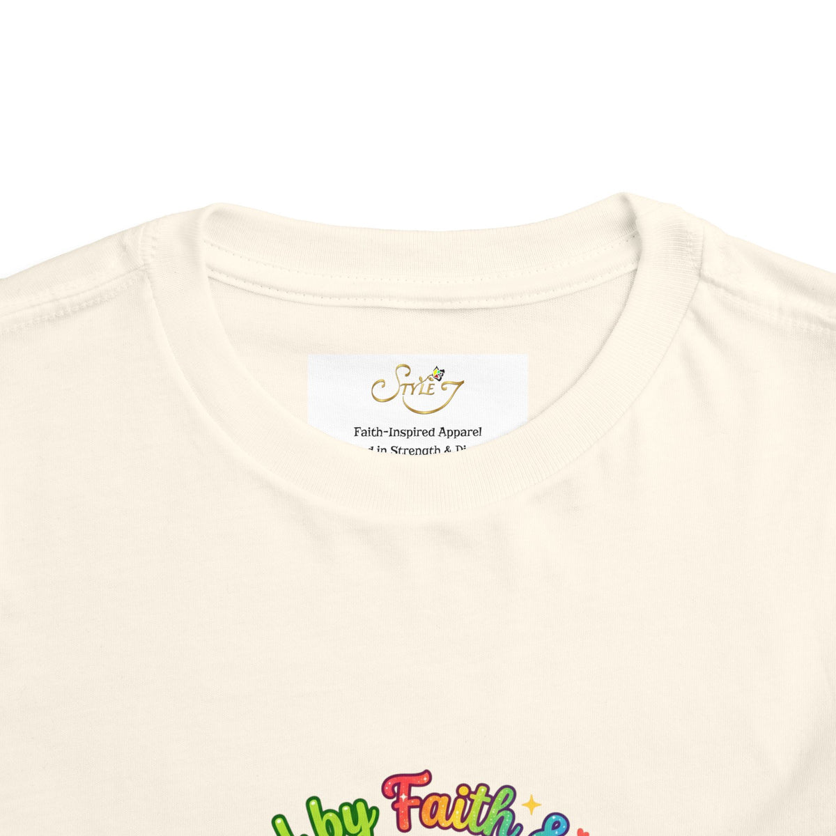 Toddler Tee — Cute Kawaii Strawberry "Powered by Faith & Giggles" Kids Shirt