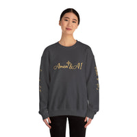 Christian AI Crewneck Sweatshirt - "Amen & AI" Gold Script, "Powered by Prayer, Driven by Data"