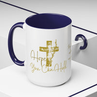 Christian Scripture Coffee Mug – Romans 15:13 Gold Calligraphy Accent Mug (11/15oz)