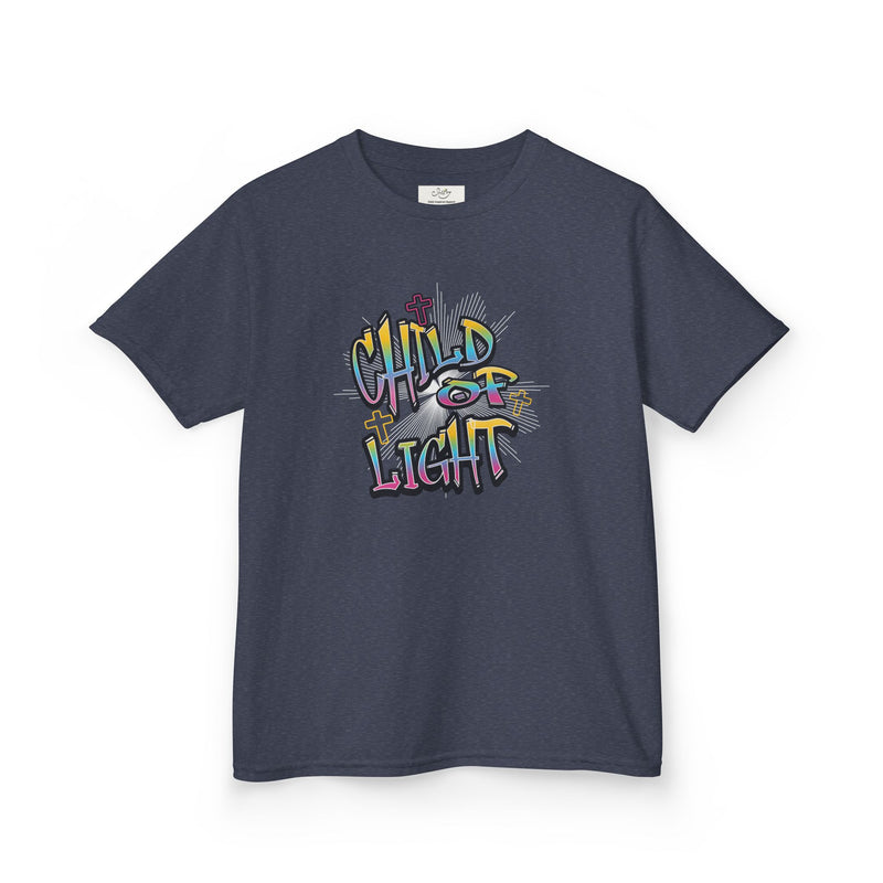Kids 'Child of Light' Graphic Tee — Colorful Hand-Lettered 'Cherished' Back Design