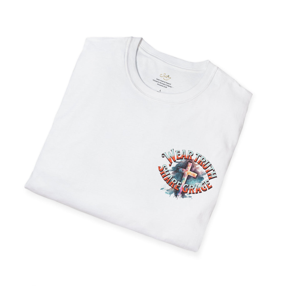 Christian Cross T‑Shirt — "Wear Truth Share Grace" Front & "Blessed" Back