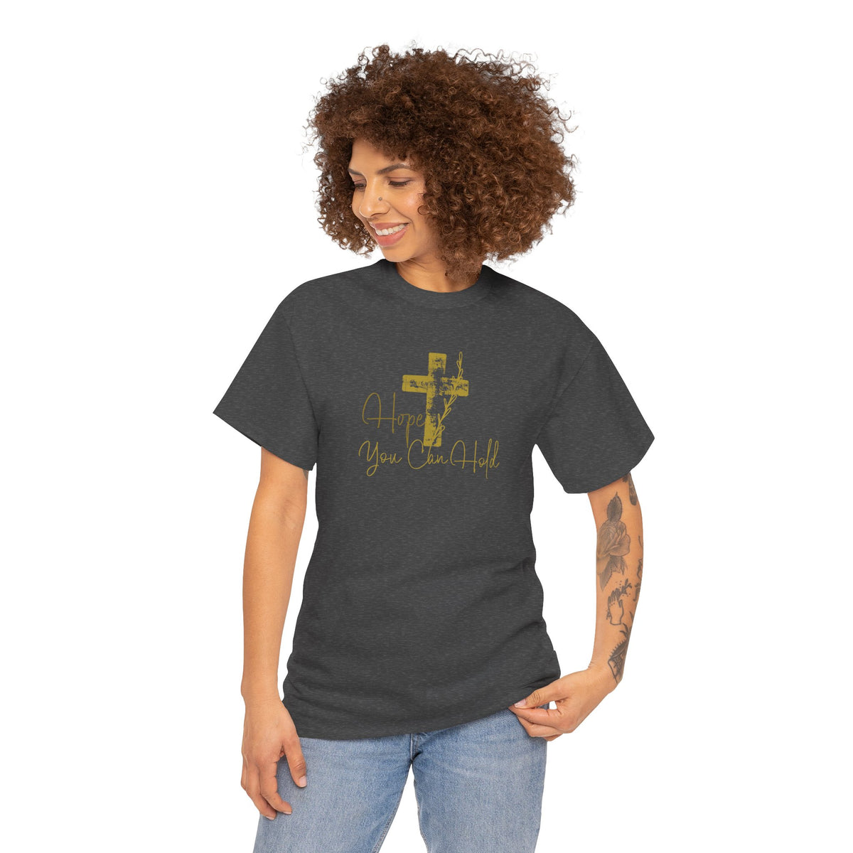 Christian T-Shirt - 'Hope You Can Hold' Gold Cross Tee