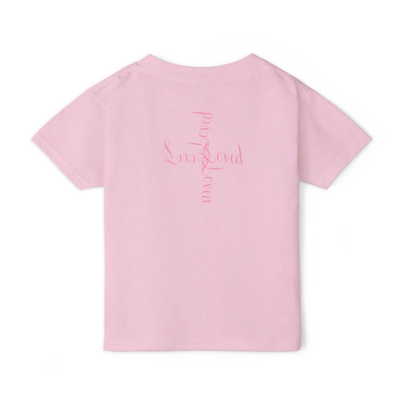 Toddler T‑Shirt — Cute Teddy Bear Cross Design with Pink Script