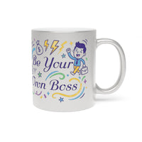 Laptop CEO Metallic Mug — Be Your Own Boss Silver/Gold Coffee Cup