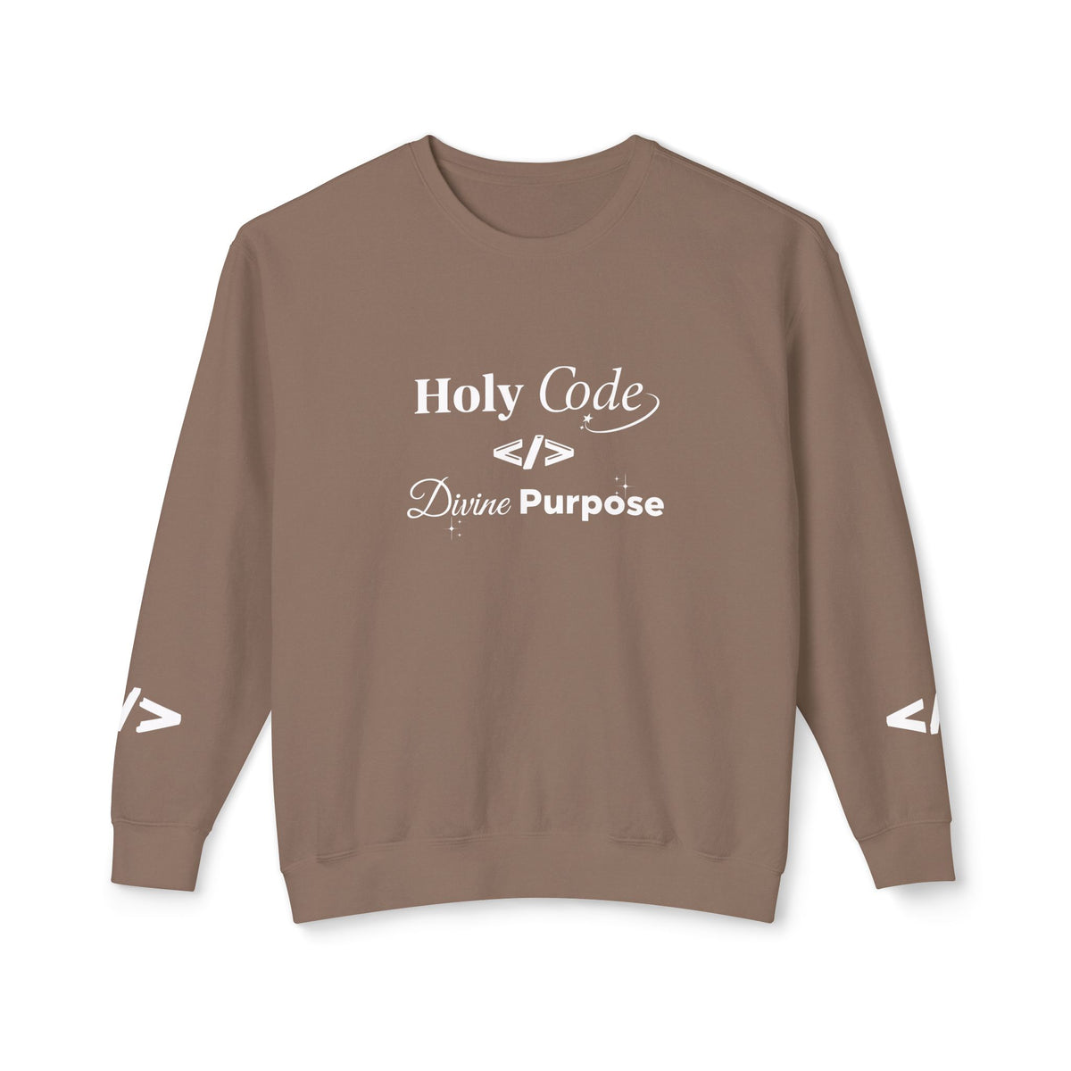 Holy Code Crewneck Sweatshirt — "Divine Purpose" Programmer Graphic