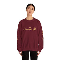 Christian AI Crewneck Sweatshirt - "Amen & AI" Gold Script, "Powered by Prayer, Driven by Data"