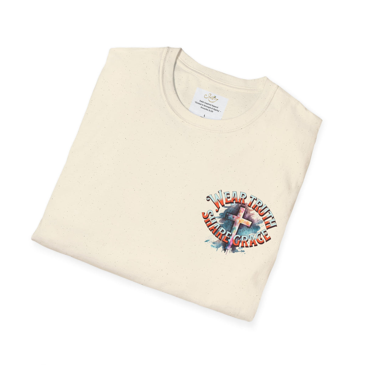 Christian Cross T‑Shirt — "Wear Truth Share Grace" Front & "Blessed" Back
