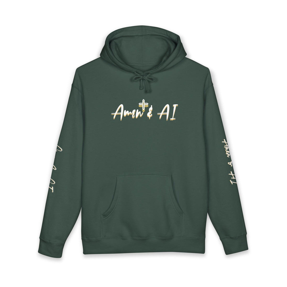 Faith + AI Hoodie — "Amen + AI" Religious Tech Graphic Pullover