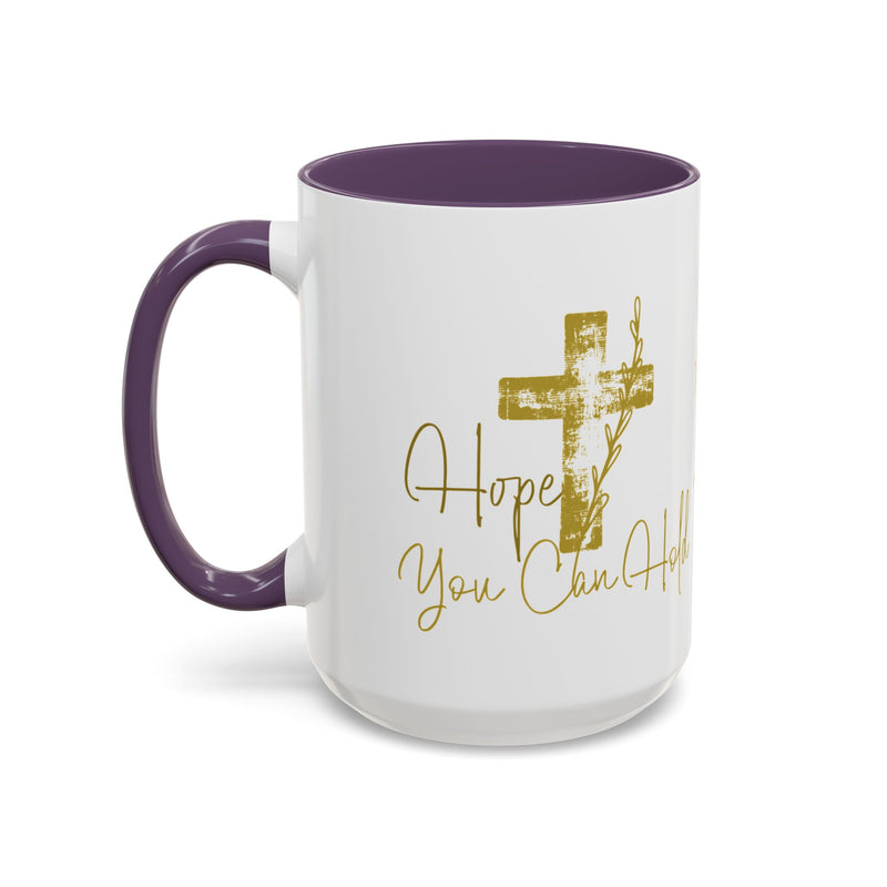 Christian Scripture Coffee Mug – Romans 15:13 Gold Calligraphy Accent Mug (11/15oz)